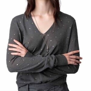 Zadig  & Voltaire Elya Diamonte Grey Cashmere Sweater XS
